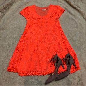 Urban Outfitters Bright Orange Lace Dress